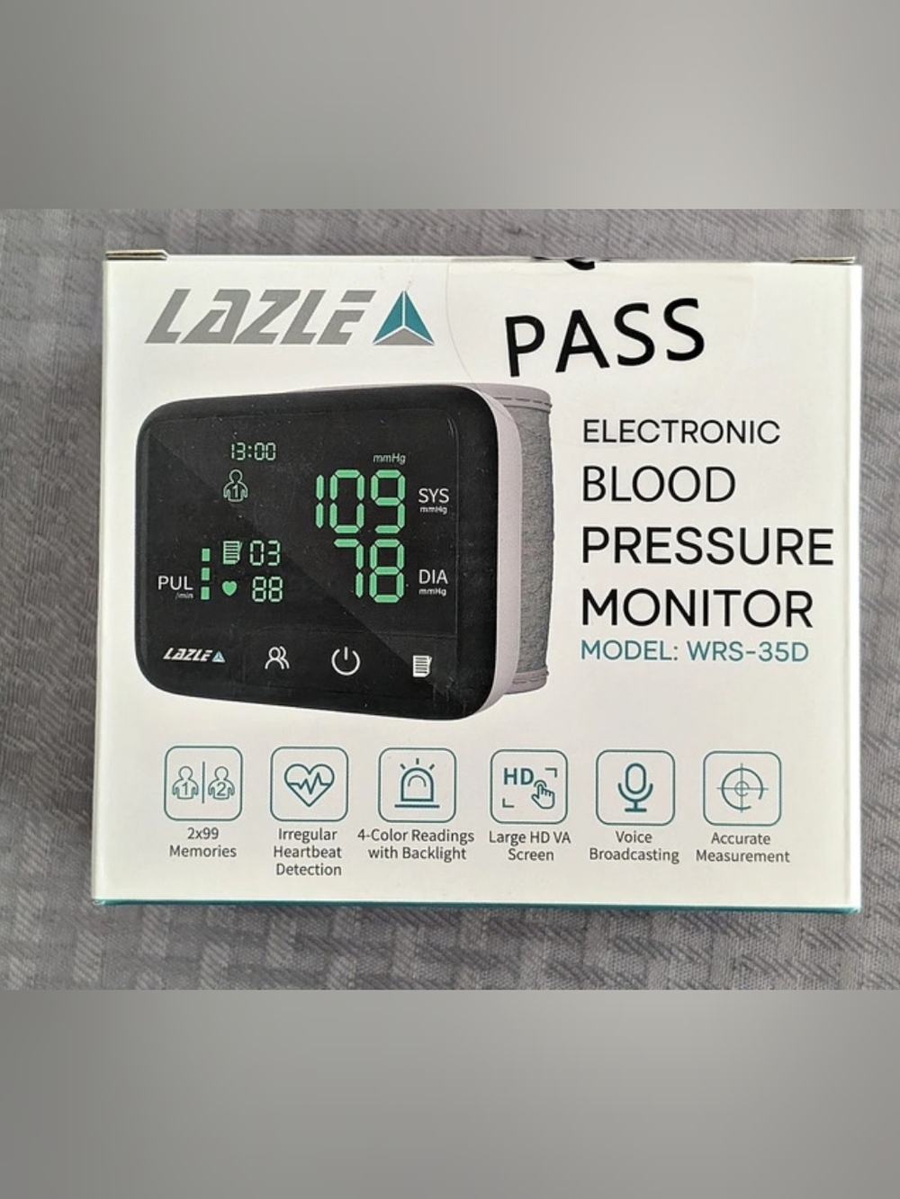 LAZLE WRS-35D Digital Wrist BP Monitor Irregular HB, Voice, Memory, Battery New